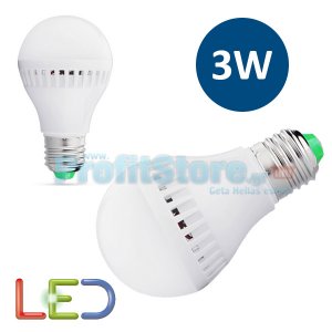 Λάμπα Οικονομίας LED 3W , Ε27 ψυχρό φως - LED Economy Lamp 3W