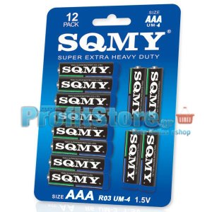 Extra Heavy Duty AAA Μπαταρίες, 1.5V, SQMY, 12 τεμάχια