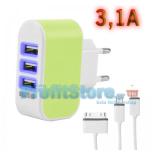 Φορτιστής Ρεύματος με 3x εξόδους USB 3,1A SuperPower LH-3U