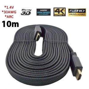 High Speed HDMI 1.4 3D καλώδιο με Ethernet - 10m Flat Heavy Duty 1080p Full HD Gold Plated