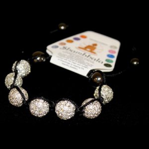 Βραχιόλι Shamballa με 7 Λευκούς Κρυστάλλους και Αιματίτη