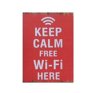 Διακοσμητική Ξύλινη Πινακίδα (30Χ40cm) Keep Calm Wifi