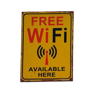 Διακοσμητική Ξύλινη Πινακίδα (30Χ40cm) Free Wifi