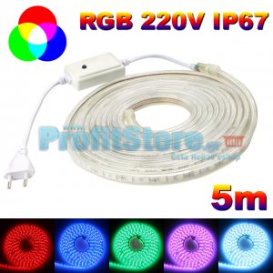 Ανθεκτική RGB Αδιάβροχη IP67 220V Ταινία LED 5m Heavy Duty Σετ