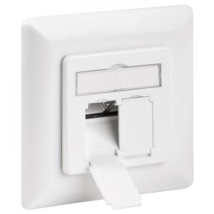 Πρίζα Τοίχου Χωνευτή CAT6a-2xRJ45 GOOBAY-68721 σε Λευκό Χρώμα.