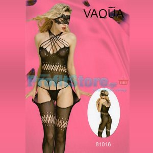 Ολόσωμο Sexy Καλσόν με Διάτρητα Σχέδια με Χιαστή στο Μπούστο VAQUA-81016