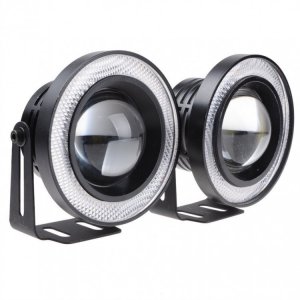 Universal Προβολάκια Fog Ομίχλης Angel Eyes 64mm - Φώτα Ημέρας Αυτοκινήτου LED COB DRL