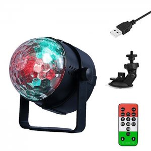 Mini Φωτορυθμικό LED Effect με Τηλεχειρηστήριο &amp; Βάση Strob DJ Crystal Ball 3W