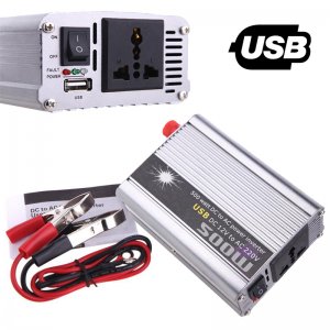 500W Inverter Αυτοκινήτου - Φωτοβολταικών Τροποποιημένου Ημιτόνου 12V σε AC 220V με USB