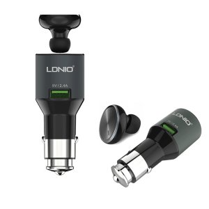 Handsfree Bluetooth Ακουστικό Ψείρα &amp; USB Ταχύ-Φορτιστής 2,4A Αυτοκινήτου LDNIO
