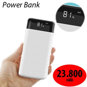 Υψηλής Απόδοσης Power Bank 23.800mAh - 2x2,1A USB με Οθόνη &amp; Φακό LED