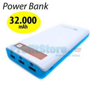 Υψηλής Απόδοσης Power Bank 32.000mAh - 3x2,1A USB με Οθόνη &amp; Φακό LED