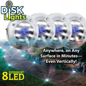 Σετ Ηλιακό Καρφωτό - Χωνευτό Φωτιστικό με 8 LED Κήπου με Αισθητήρα Φωτός - 4 Τεμάχια