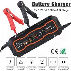 Αυτόματος Φορτιστής Μπαταρίας Αυτοκινήτου 6V,12V 5A - Ασφαλής Φόρτιση 3 Σταδίων