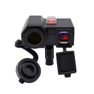 Αδιάβροχος Φορτιστής με 2x USB, Αναπτήρα 12V &amp; Βολτόμετρο Μηχανής - Μοτοσυκλέτας