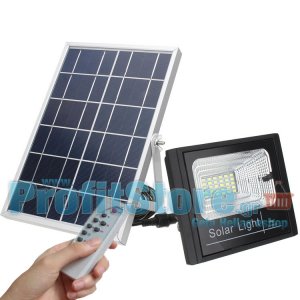 Αδιάβροχος Ηλιακός Προβολέας 60W με Φωτοβολταϊκό Πάνελ, Τηλεκοντρόλ &amp; Χρονοδιακόπτη - Solar Panel