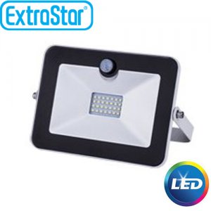 Extra Slim Προβολέας LED ExtraStar 20W με Ψυχρό Φως και Αισθητήρα Κίνησης