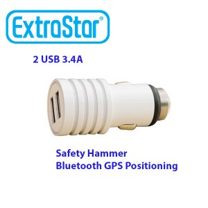 Φορτιστής Αυτοκινήτου 3.4Α με 2x Θύρες USB με Θραύστη Κρυστάλλων και Εντοπισμό του Αυτοκινήτου με GPS