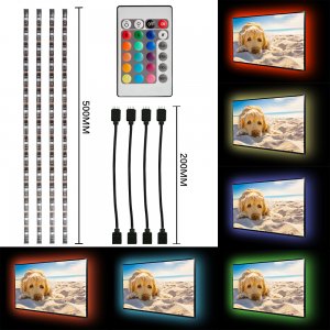 Πλήρες Κιτ Κρυφού Φωτισμού RGB Με USB 4x50cm με Τηλεχειριστήριο για Τηλεοράσεις και Υπολογιστές
