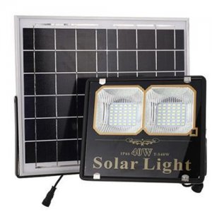 Ηλιακός Προβολέας LED 40W Αδιάβροχος Διπλού Κατόπτρου με Χρονοδιακόπτη, Ηλιακό Πάνελ &amp; Αισθητήρα Φωτός , Φωτοκύτταρο