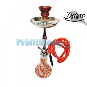 Deluxe Ναργιλές 40εκ - Shisha Hookah Silver-Red