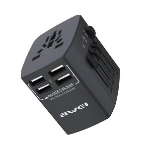 Ταξιδιωτικός Αντάπτορας Πρίζας με 4 USB - AWEI Universal Travel Adaptor