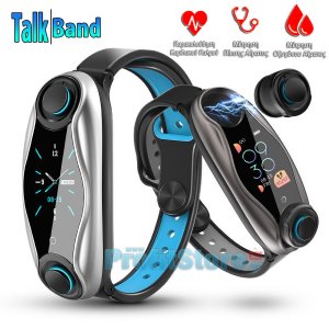 Αδιάβροχο Ρολόι SmartWatch &amp; Ακουστικά Bluetooth TalkBand Activity Tracker με Μέτρηση Καρδιακών Παλμών, Πιεσόμετρο, Οξύμετρο, Βημάτων, Ποιότητας Ύπνου