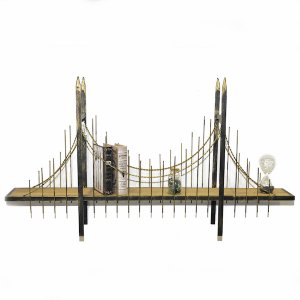 Επιτοίχια Ραφιέρα Bridge Black Διακόσμησης Τοίχου 120x65x17cm