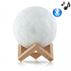 Ανάγλυφο Φωτιστικό Αφής - Ηχείο Bluetooth Φεγγάρι 3D  Moon Light LED 15cm - Επαναφορτιζόμενο με 2 Αποχρώσεις