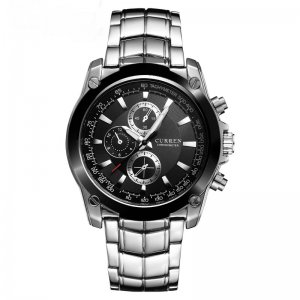 Ρολόι Χεριού Curren Black - Casual Stainless Steel Quartz Man Watch Dual Time
