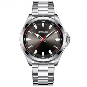 Ανδρικό Ρολόι Curren Silver-Black - Mens Quartz Watch Large Dial Fashion Business Waterproof