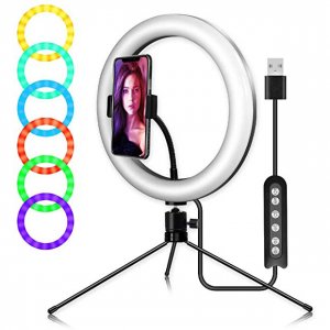 RGB Φωτογραφικό Φωτιστικό Δαχτυλίδι LED 26cm Πολύχρωμο USB με Τρίποδο &amp; Βάση Στήριξης Κινητού - Ring Light Lamp OEM