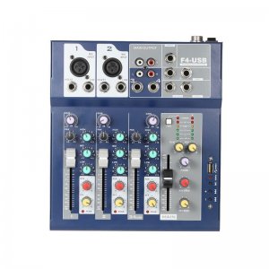 Μίκτης Ήχου 4κάναλος &amp; 3-Band EQ, Θύρα USB, AUX &amp; 2 Είσοδοι για Μικρόφωνο