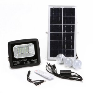 Ηλιακός Προβολέας με Πάνελ 30w, 3 Λάμπες IP67 με Τηλεχειριστήριο και Χρονοδιακόπτη