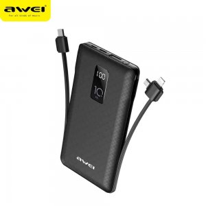Φορητή Εξωτερική Μπαταρία - Awei Adaptive Charge Power Bank 10000 mAh Μαύρο