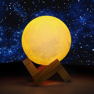 Επαναφορτιζόμενο 3D Moon Lamp 15cm Ανάγλυφο Φωτιστικό Αφής Φεγγάρι LED Light με 3 Αποχρώσεις