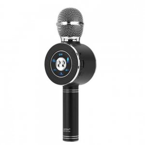 Ασύρματο Bluetooth Mικρόφωνο KARAOKE Hχείο Mp3 Player WSTER - Disco Light Microphone BLACK