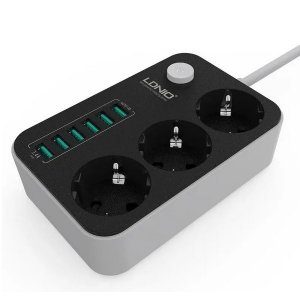 Πολύπριζο Ασφαλείας 3 Θέσεων με 6 Θύρες USB 3.4A LDNIO