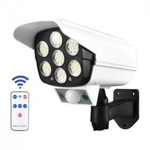 Mini Αδιάβροχο Ηλιακό 35 LED Φωτιστικό Δρόμου &amp; Ομοίωμα Κάμερας Ασφαλείας Dummy με Φωτοκύτταρο, Αισθητήρα Κίνησης &amp; Τηλεχειριστήριο - Άσπρο