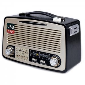 Retro Φορητό Επαναφορτιζόμενο Ραδιόφωνο USB,SD Mp3 Player Kemai Μαύρο