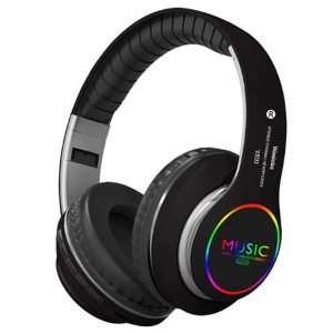Ασύρματα &amp; Ενσύρματα On-ear Bluetooth LED Ακουστικά - Super Bass Foldable Wireless Headphones Μαύρο
