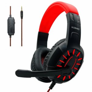 Gaming Ρυθμιζόμενα - Ελαστικά Ακουστικά Κεφαλής με Μικρόφωνο Jack 3,5mm On Ear για Υπολογιστή - Ενσύρματα PC&amp; PS4 Headset Κόκκινο
