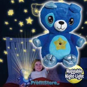 Starry Teddy Προτζέκτορας Αστεριών, Λούτρινο Αρκουδάκι 30cm &amp; Νυχτερινό Φωτιστικό LED Νανουρίσματος - Μπλε Bear