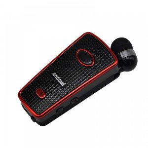 Επαναφορτιζόμενο Ασύρματο Ακουστικό Clip-on Bluetooth ANDOWL Q-E81 Μαύρο με Κόκκινες Λεπτομέρειες