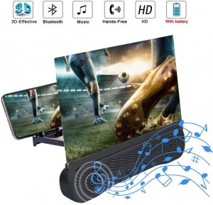Πτυσσόμενη Βάση 3D για Μεγένθυση Οθόνης &amp; Ηχείο Bluetooth - Phone Screen Amplifier - Mobile Home Theater 12.0 inch Μαύρο OEM