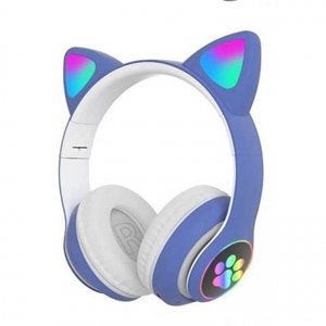 LED Bluetooth Ασύρματα On-Ear Ακουστικά Αυτιά Γάτας με Εναλλασσόμενο Φωτισμό - Wireless Cat Ear Headphones Μπλε