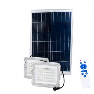 Ηλιακοί Προβολείς LED 100W IP67 με Τηλεχειρισμό OEM 2τμχ &amp; Φωτοβολταϊκό Πάνελ – Λευκό