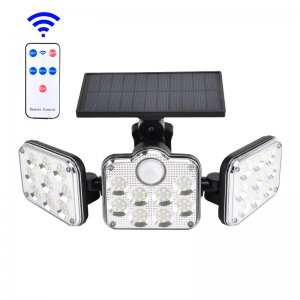 Τριπλός Ηλιακός Προβολέας - Φωτιστικό 138 LED SMD με Ανιχνευτή Κίνησης, Φωτοκύτταρο &amp; Τηλεχειρισμό