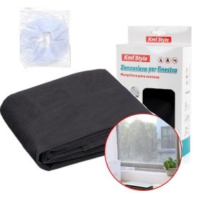 Σταθερή Αυτοκόλλητη Σίτα Παραθύρου 150x220cm σε Μαύρο Χρώμα - Kmt Style