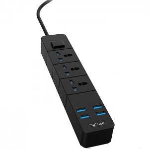 Andowl Πολύπριζο 3.1A  με 3 Θέσεις Σούκο και 4 USB B-T08